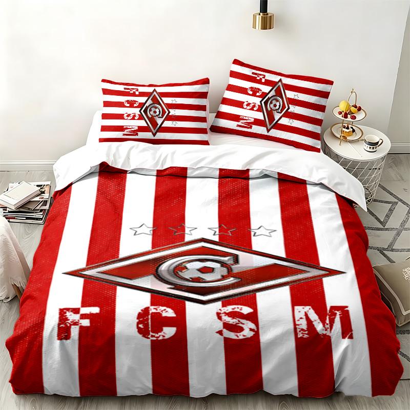 FC Spartak Moskau 3-teiliges Set Perfekt für das Schlafzimmer Bequemes Bettwäsche-Set enthält einen Bettbezug und zwei Kissenbezüge Ideales Geburtstags- oder Weihnachtsgeschenk
