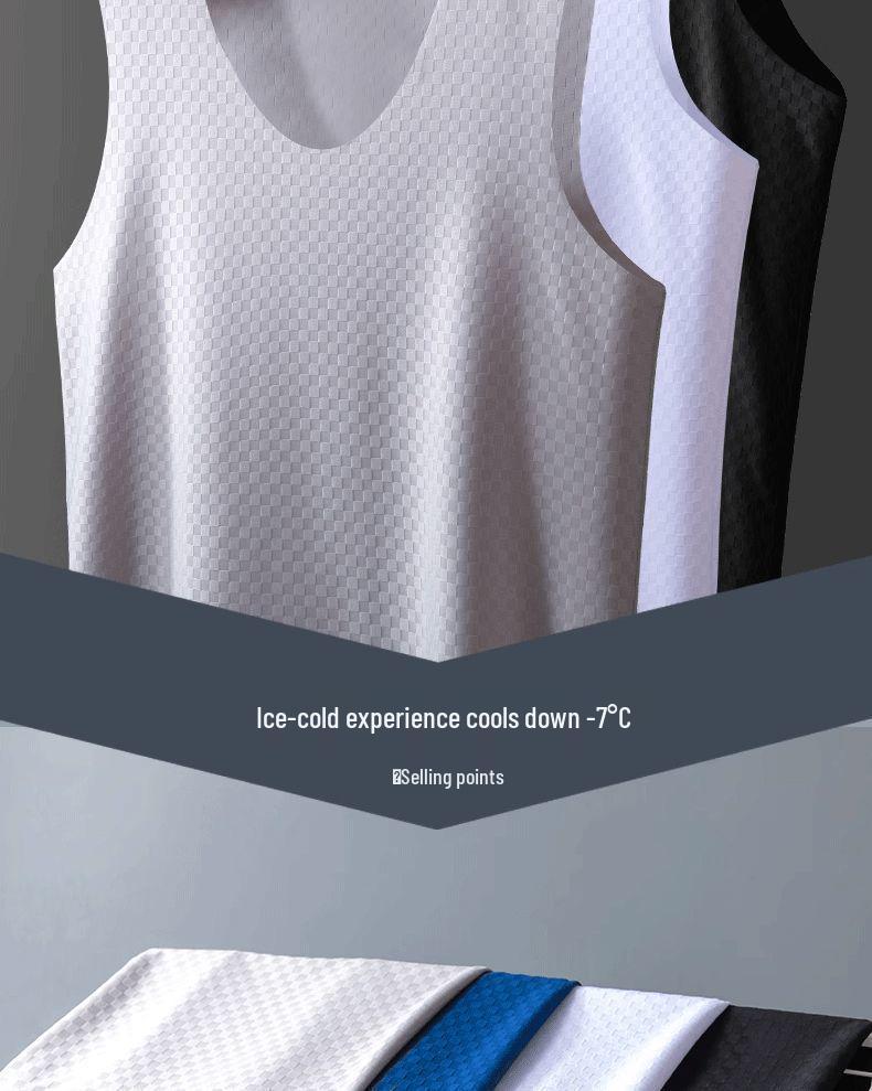 Men's Plaid Ice Silk Quick-Dry Sleeveless Sports Tank Top