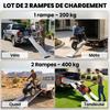 Loading Ramps, Set of 2 Folding, Handles, Non-Slip Surface, Max Load 400 kg, 180 x 25.5 cm, Silver