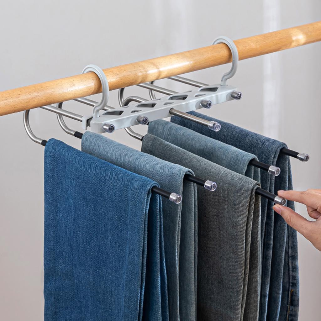 Pants Hanger Folding Trouser Rack Heavy Duty 11LB Pants Rack Space Saving Multi-functional Closet Trouser Rack Clothes Organizer