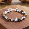 Black Gallstone Bracelet, Natural Cut, Tiger Stone, Hip Hop Beads, Bracelet, Bohemian Jewelry