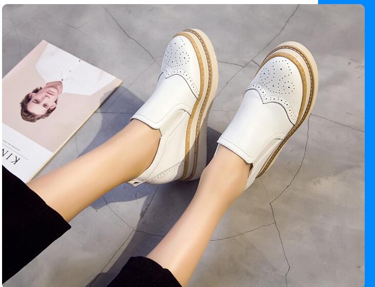 Fashion New Arrival Woman Summer Casual Genuine Leather Thick Sole Shoes Women Creepers Casual Breathable Flat Platform Shoes 2024 Dfv