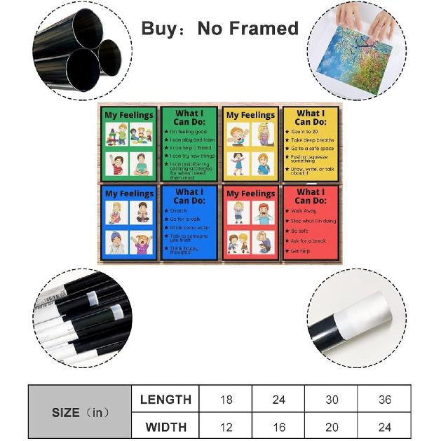 MYLU Emotional Management Zones Of Regulation Educational Poster 6 Canvas Poster Bedroom Decor Sports Landscape Office Room Decor Gift Unframe-style