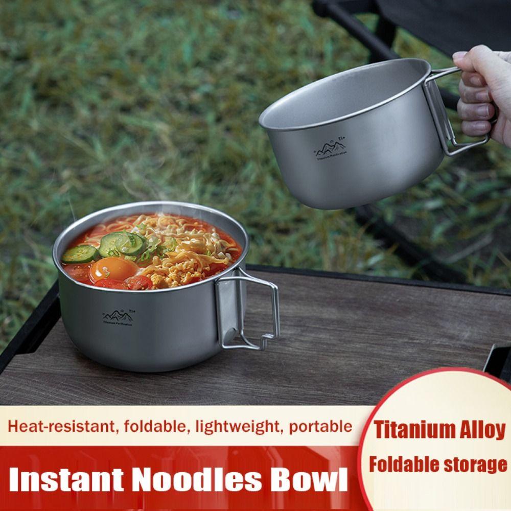 Titanium Alloy Camping Pot Backpacking Cooking Noodles Bowl Compact Collapsible Soup Pot Camping