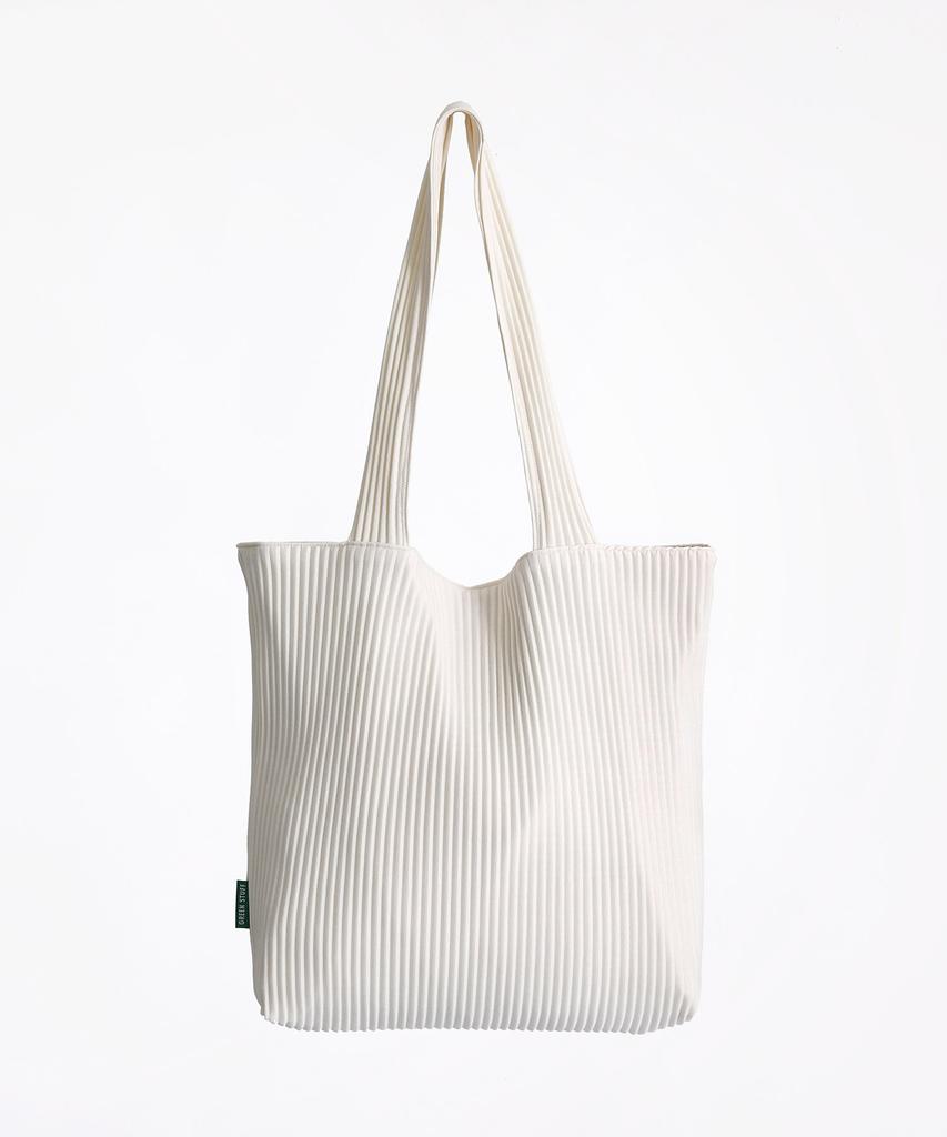 Green Stuff Unpretentious Yet Modern Shopper Bag 67 Pleated Fringes - Ivory