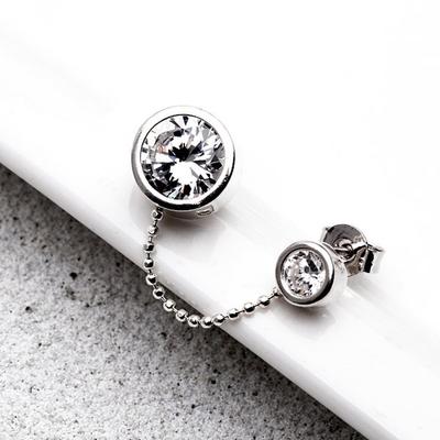 Kugelkette Kubisch Silber Mini Silbernadel Ohrringe_Unplatiniert