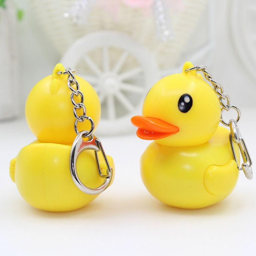 Model Doll Sound Light Keychain Cartoon LED Duck Keyring Yellow Duck Keychain Children's Gifts