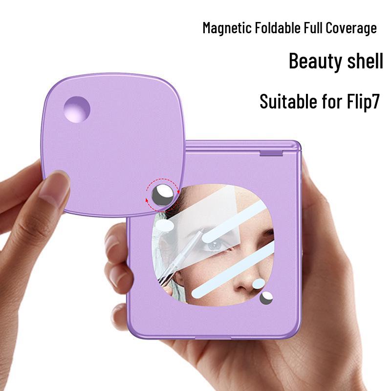 GKK Ultra-Thin Magnetic Makeup Mirror Case for Samsung Z Flip7 - Full Coverage Folding Screen Protection