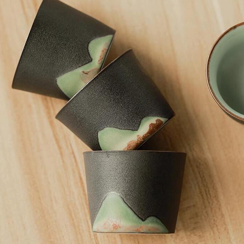 Ceramic Tea Cup Porcelain Painted Teacups Chinese Kungfu Cup Retro Coffee Mug Ceramic Glaze Painted Tea Cup Gift To Friends