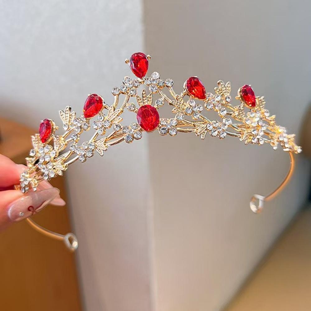 

New Adult Children s Crystal Crown Headband Women Girls Headpiece Prom Hair Ornaments Wedding Party Bridal Head Jewelry Accessor красный