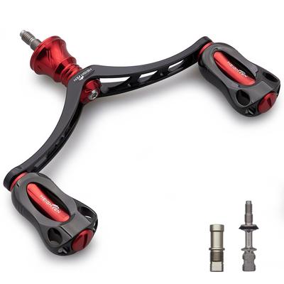 HEIGHTEN 98mm Reel Handle with 22mm Knob, Compatible with Shimano and Daiwa Spinning Reels, Aurora Series (Black & Red) (855)