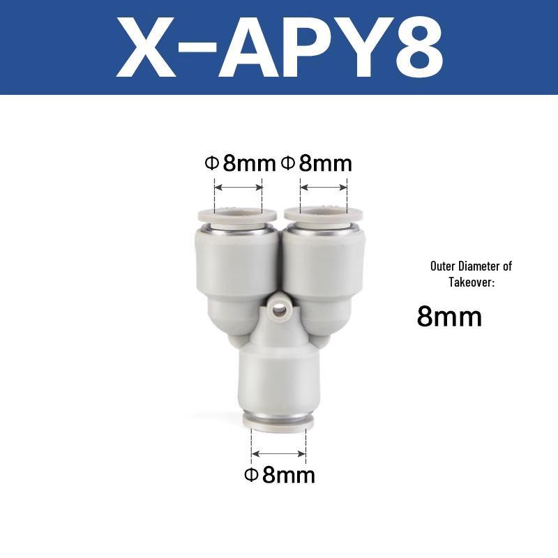 Yadake Pneumatic Y-Type Equal Diameter Three-Way Quick Connector for Air Tubes (4-12mm)