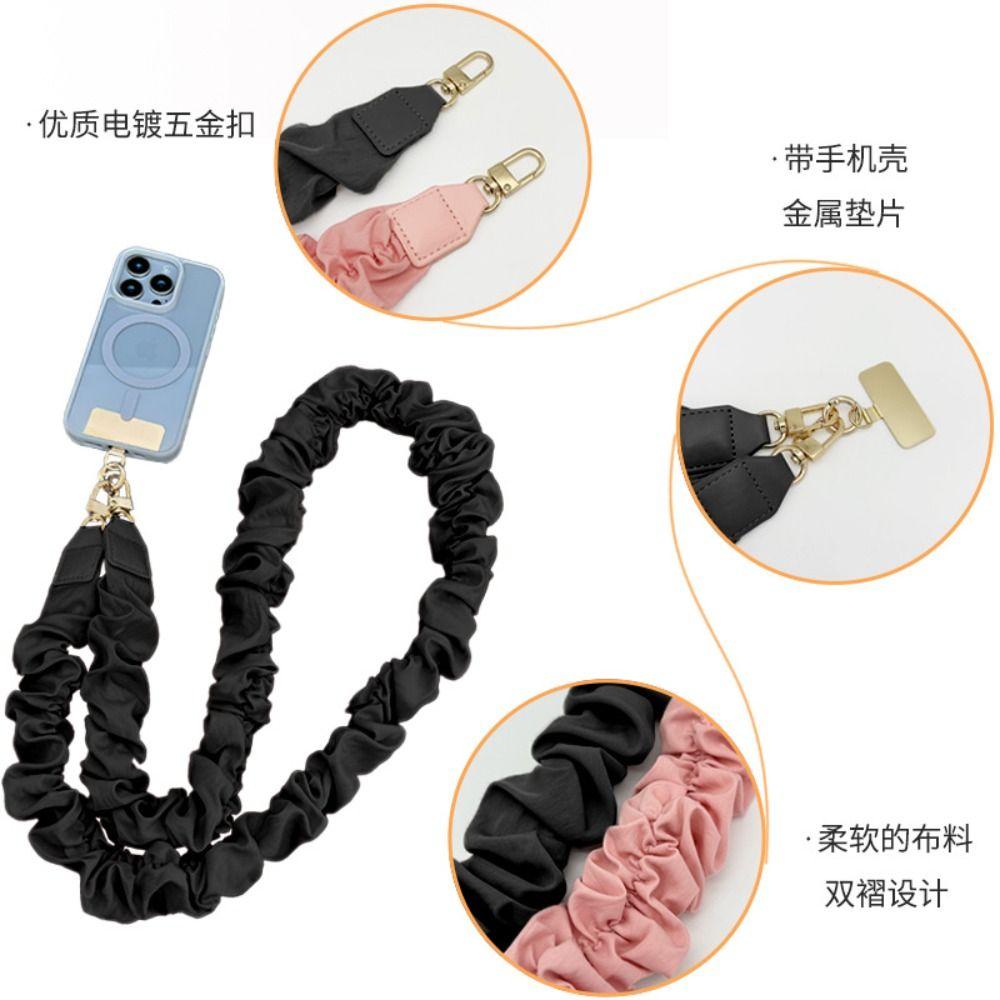 Retro Solid Color Mobile Phone Lanyard with Gasket Hanging Handbag Wide Colored Straps Phone Accessories Handbag Belt for Unisex