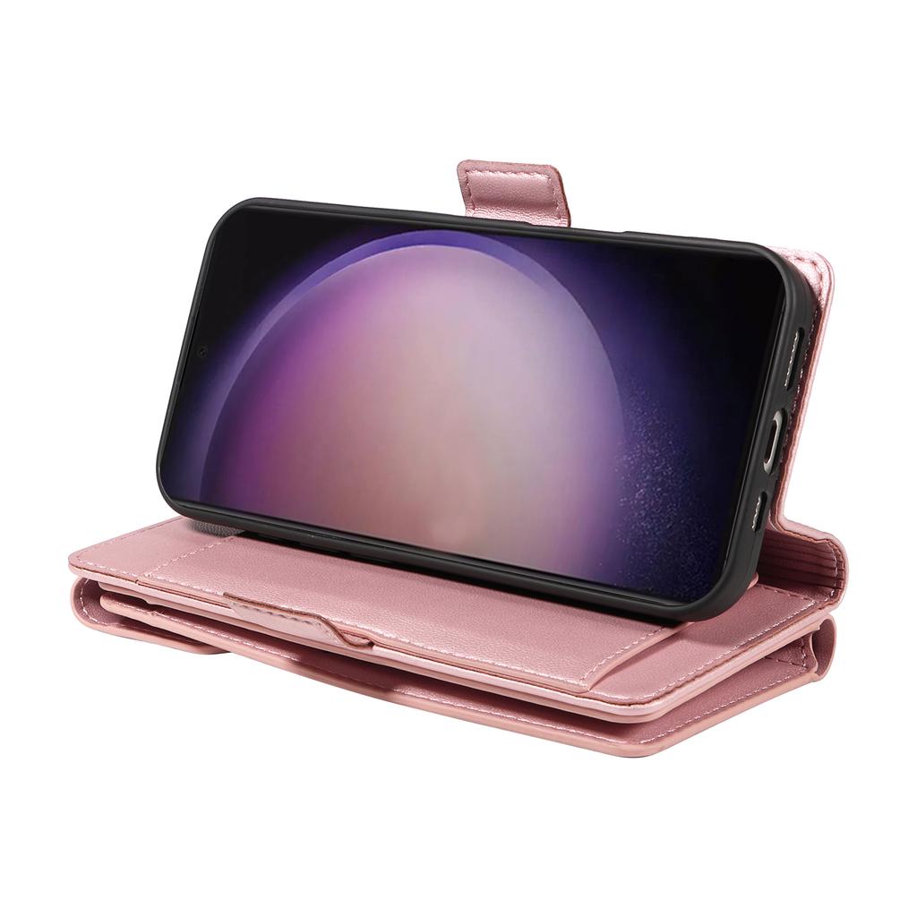 For Samsung Galaxy S24 Ultra Case with Multi-Card Holder and Strap PU Leather Phone Cover Stand