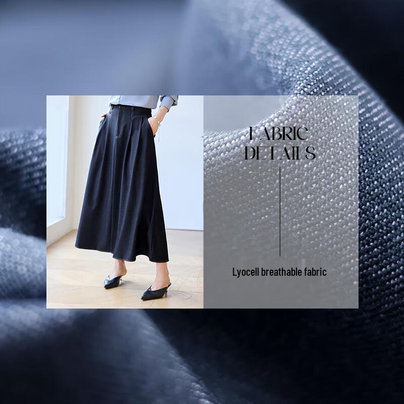 VICTORIA&VERA Women's Spring Lyocell Blend Elastic Waist Denim Midi Skirt V9011Q01