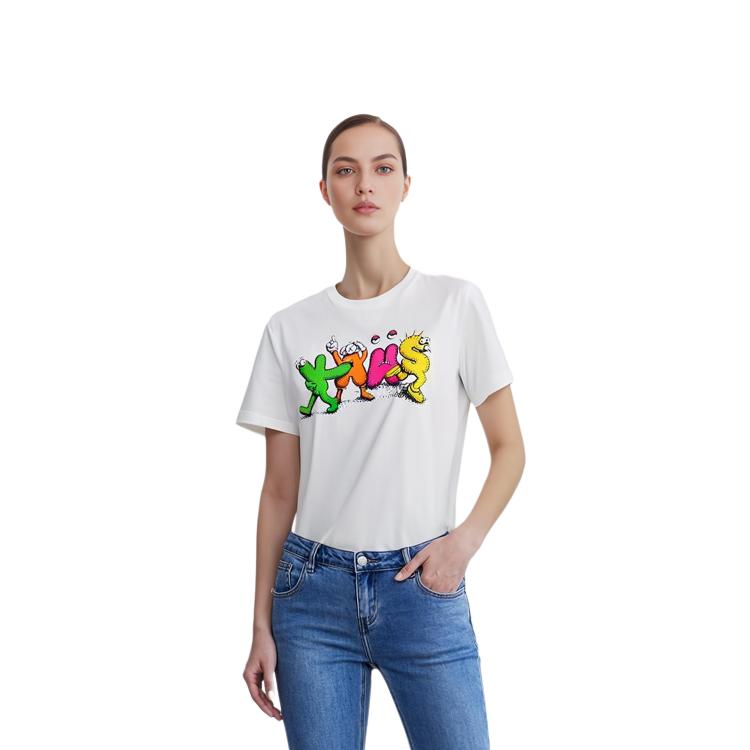 Uniqlo X Kaws Collaboration Series Round Neck Straight Fit Casual Short Sleeve T-Shirt Unisex Tops White 178177