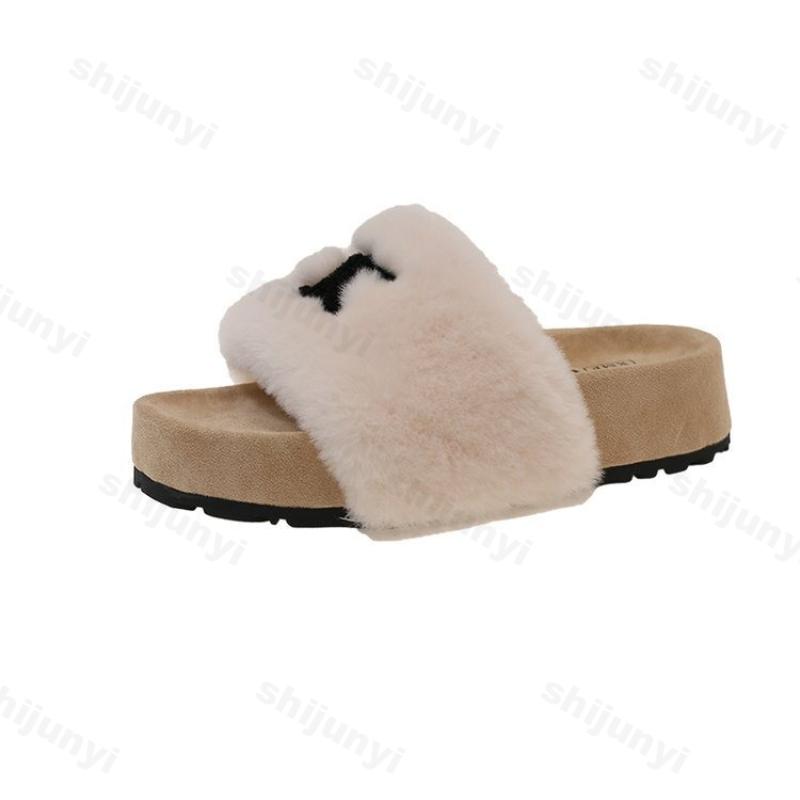 Platform Plush Shoes Women's Outdoor 2025 Autumn Winter New Warm Cotton Slippers Comfortable Indoor Non Slip Slippers