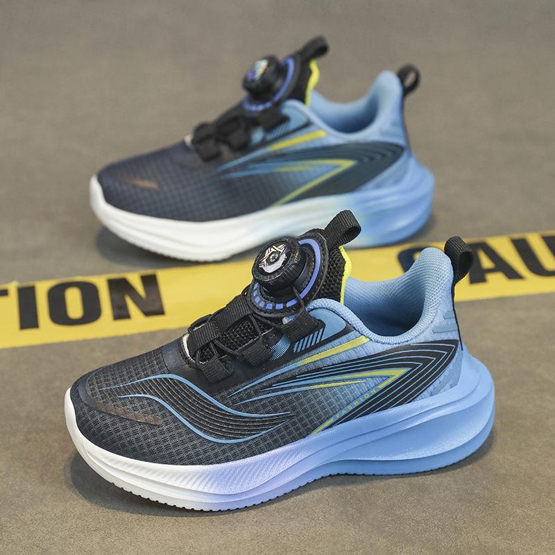 Children's sports shoes New mesh breathable boys' and students' running shoes Lightweight girls' school rotating buttons
