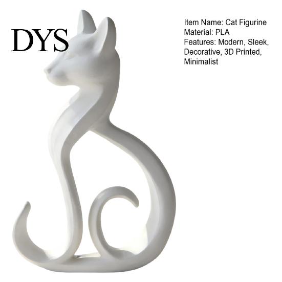 Light Luxury Decor 3D Printed Cat Figurine, Minimalist Elegant Sitting Sculpture, Modern Home Decoration Animal Ornament for Office Desk Shelf