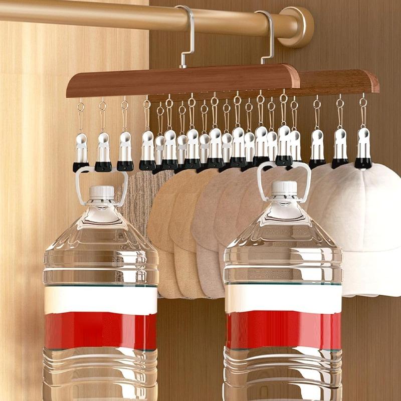 Closet Organizer with 10 Clips - Space Saving Hanging Closet Organizer, Saving Hat Scarf Clothespins for Jeans Skirts Socks Pant Hangers with Clips