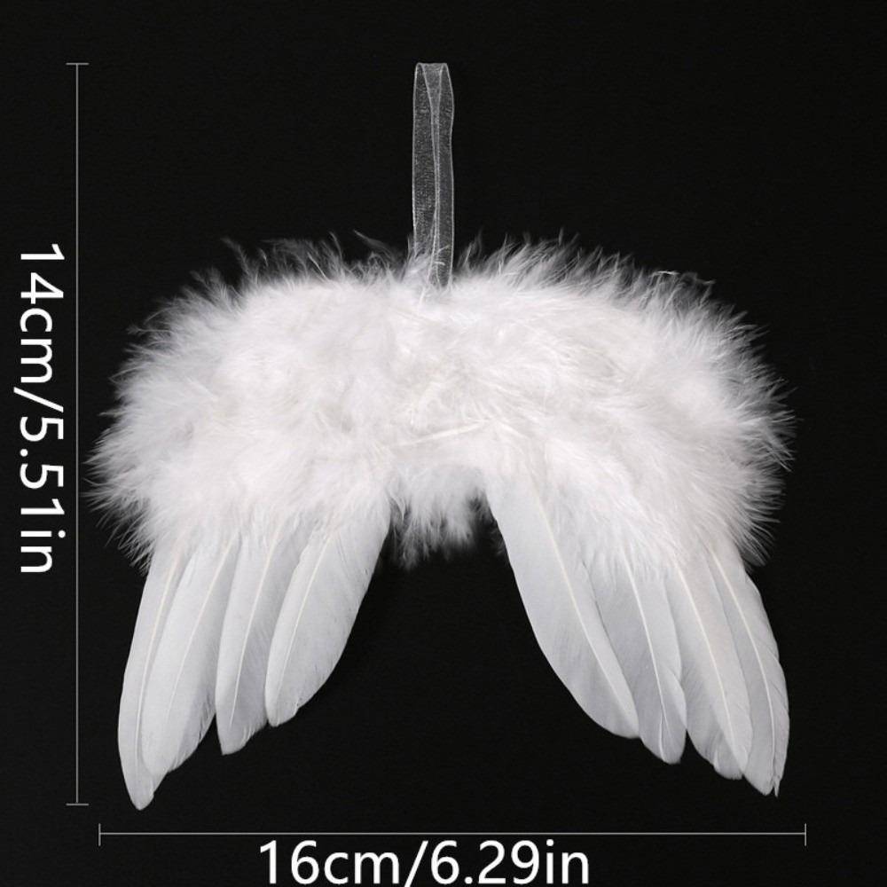 5Pcs White Feather Angel Wings Hanging Christmas Tree Ornaments Christmas Tree Decor