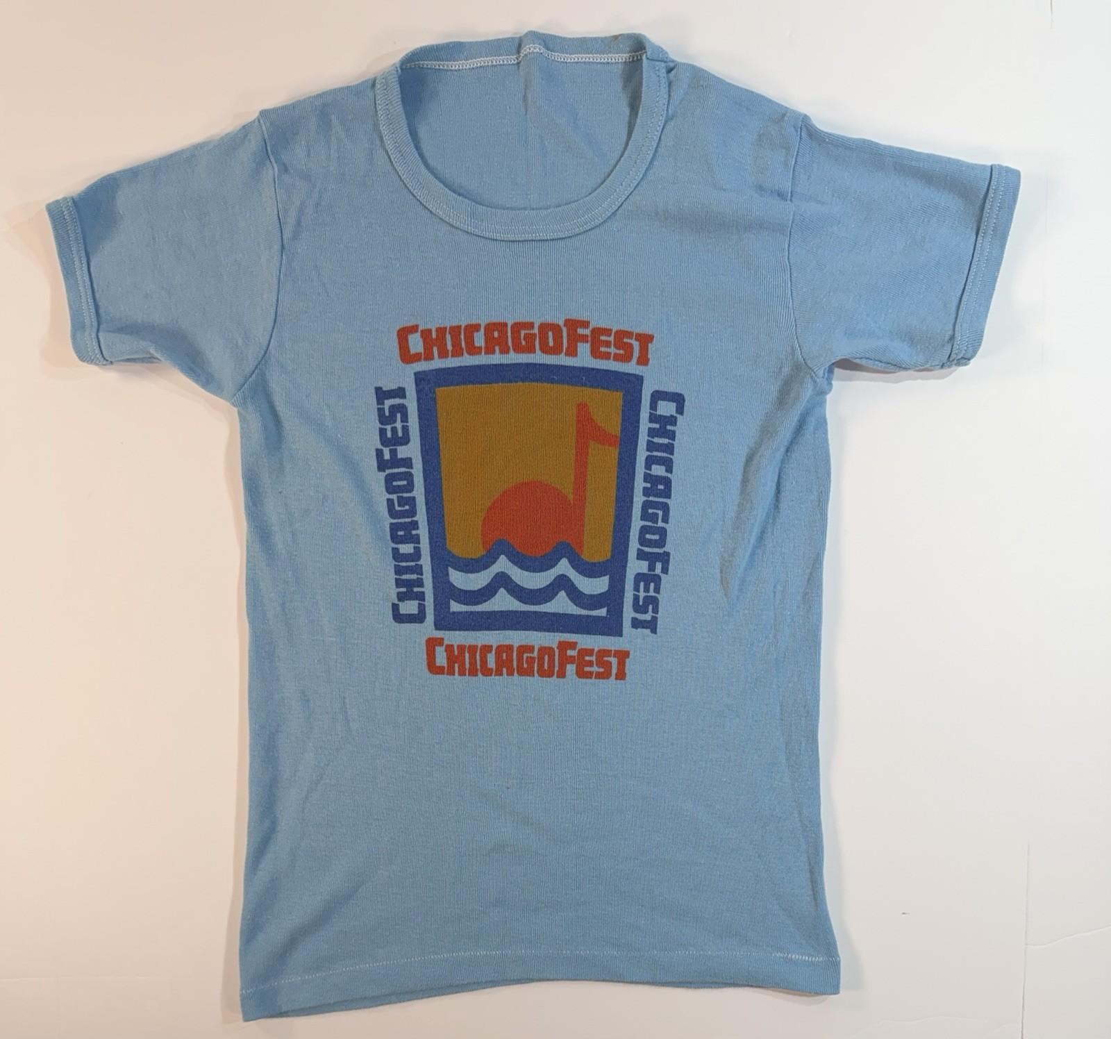 Vintage Chicago Fest T Shirt 80s Single Stitch Ringer USA Thin Blue Tee Unisex T-Shirt XL