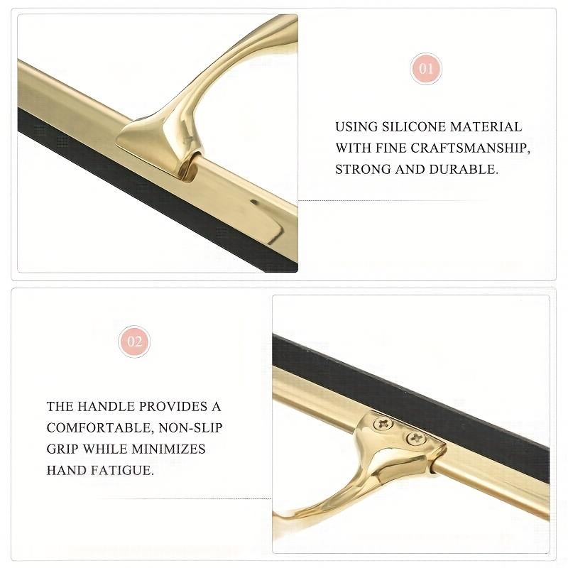 1 Duschskrapa och fönsterskrapa i rostfritt stål, Ergonomiskt handtag, Sömlös silikonfilm, Självhäftande krok, Lämplig för badrum, kakel, bilfönster