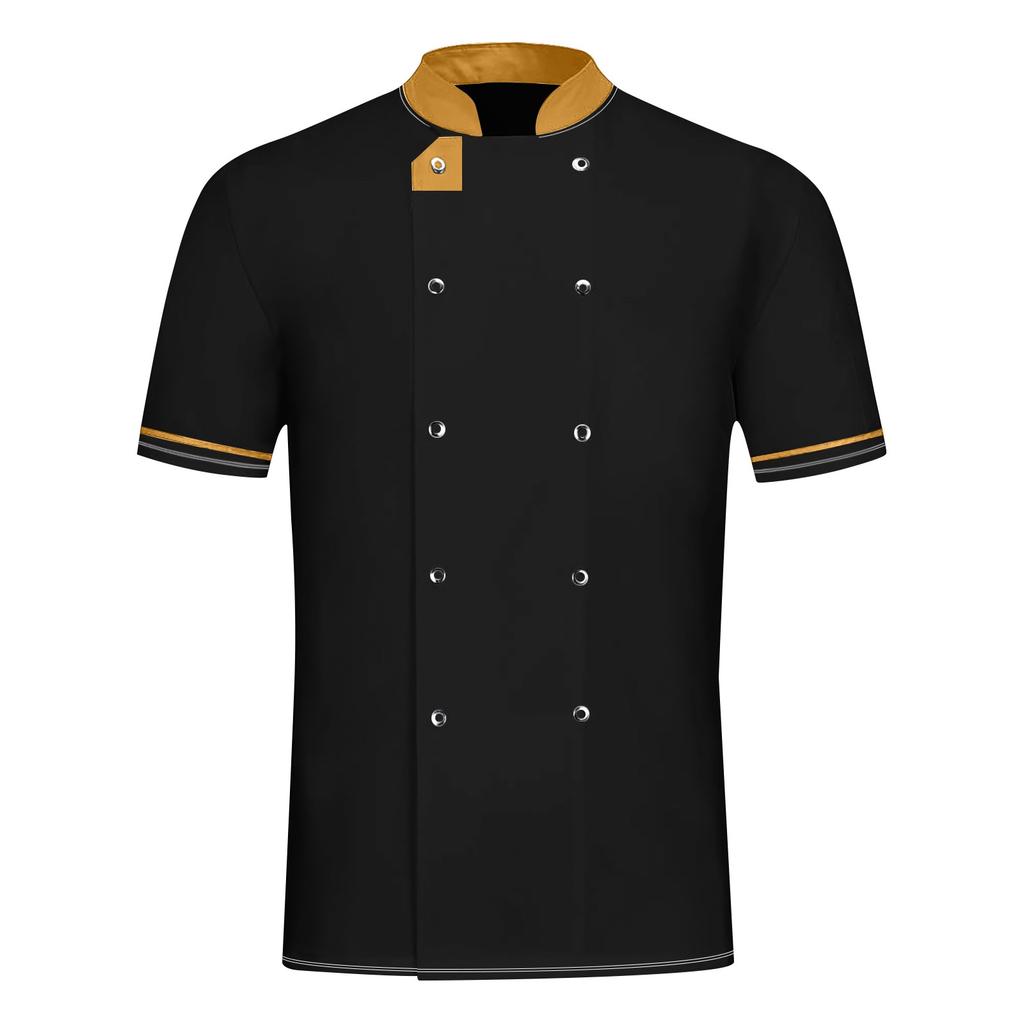 Chef's Jacket Chef Uniform Men's Women's Short Sleeve Cotton Kitchen Chef Jacket Costume Restaurant Hotel Cafe Chef Coat