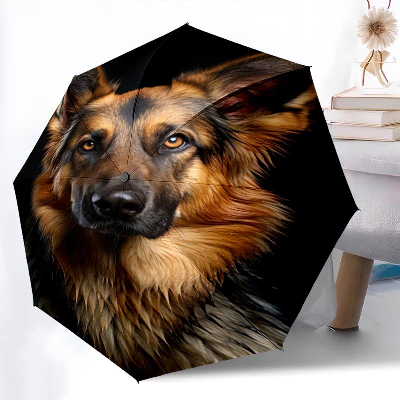 1pc Cute dog pattern Umbrella Portable Folding Umbrella Iron Frame Hole Bone Structure Outdoor Home Umbrella