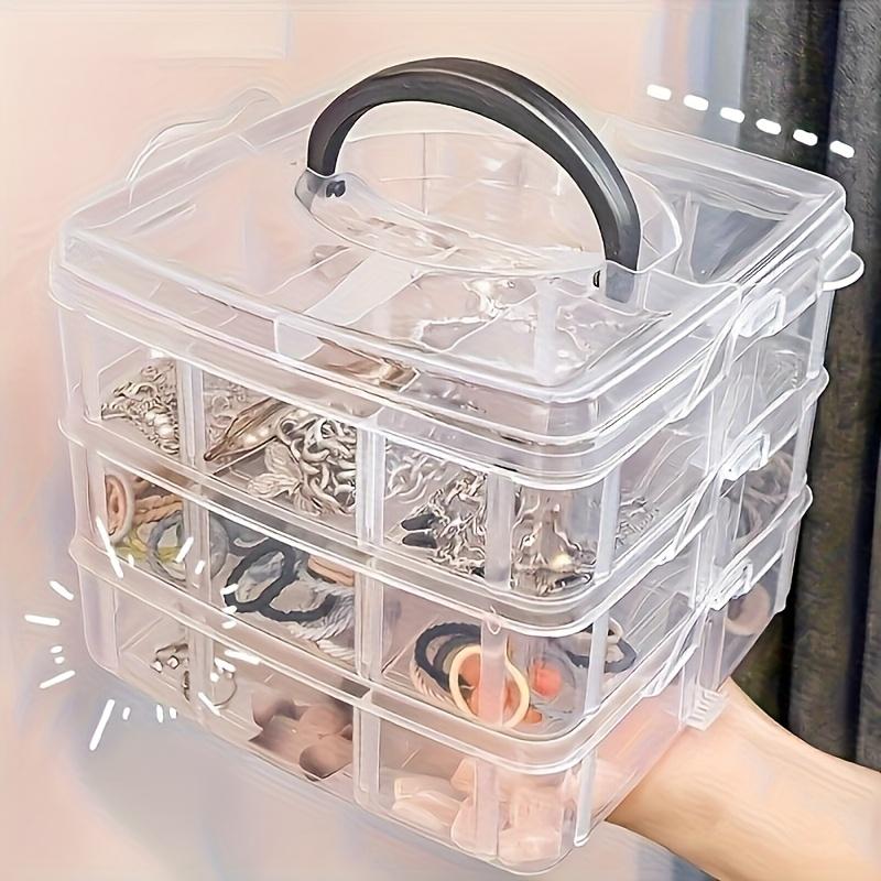 3-Tier Stackable Organizer Box with Compartments - Durable Plastic Storage for Kitchen, Bedroom, Jewelry & Crafts - Snap Design, Versatile Storage Box