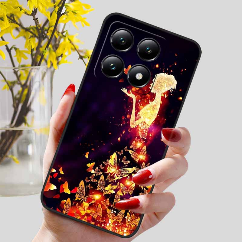 For Xiaomi 14T / 14T Pro Case Fashion Black TPU Marble Painted Cover for Xiaomi 14T Pro Shockproof Shell Capa Silicon Bag 6.67''