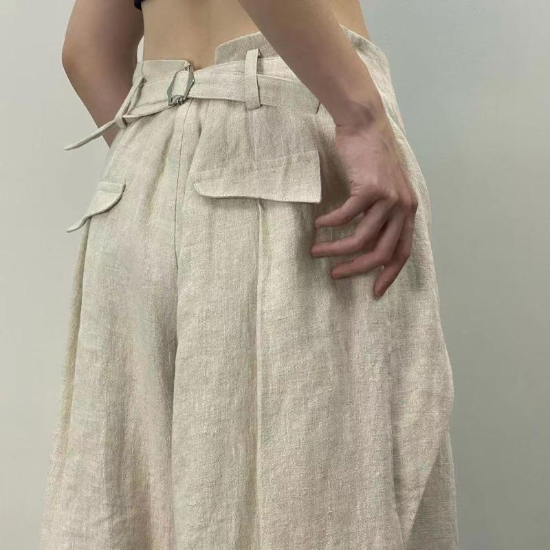 Senso del Design Chic Stile Estivo Chic Pantaloni a Gamba Larga da Donna Personalizzati Semplici Larghi Pantaloni in Tessuto Leggero