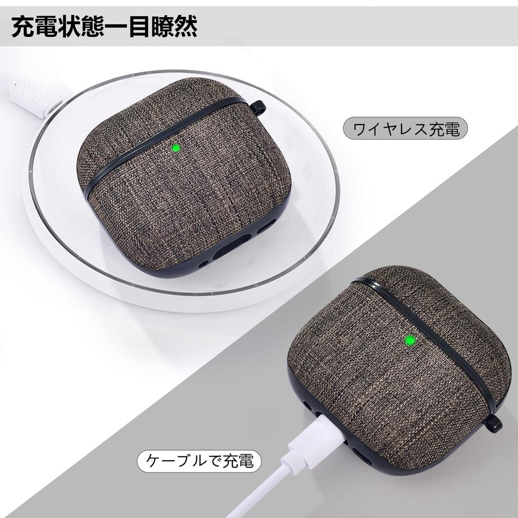 AirPods 4 Case Compatible with AirPods 4th Stylish Canvas Protective Detachable Wireless Charging Carabiner LED Light Scratch Loss Easy To Carry