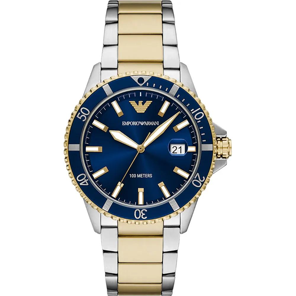 

Emporio Armani World Explorer Blue Bicolor Men s Quartz Watch with Date AR11682 синий