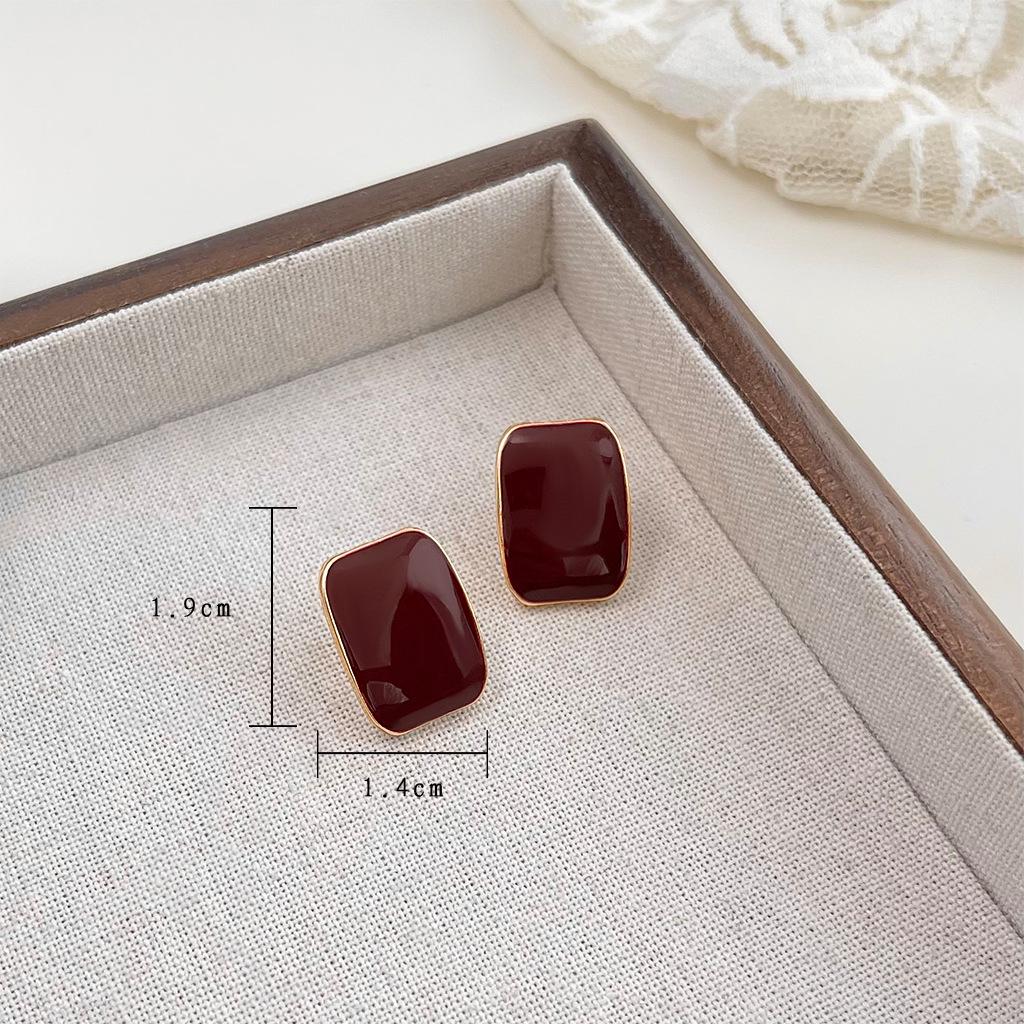 Ancola Red Drop Earrings: Women's Retro Chic, Fair-Skin Enhancing, Luxury Ear Jewelry.