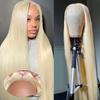 Front lace wig, female European and American medium bangs light gold 613 long full headgear
