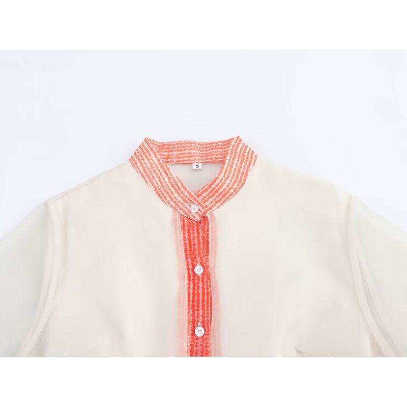 Kaslead New Arrival Women's Clothing Fashion Style Fashion Organza Positioning Print Sheer Long Sleeve Dress