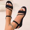 Fashion Plus Size Ladies Shoes 2025 Summer Open Toe Women's Sandals Outdoor Buckle Strap Round Toe Dress & Career Platform Wedge Sandals