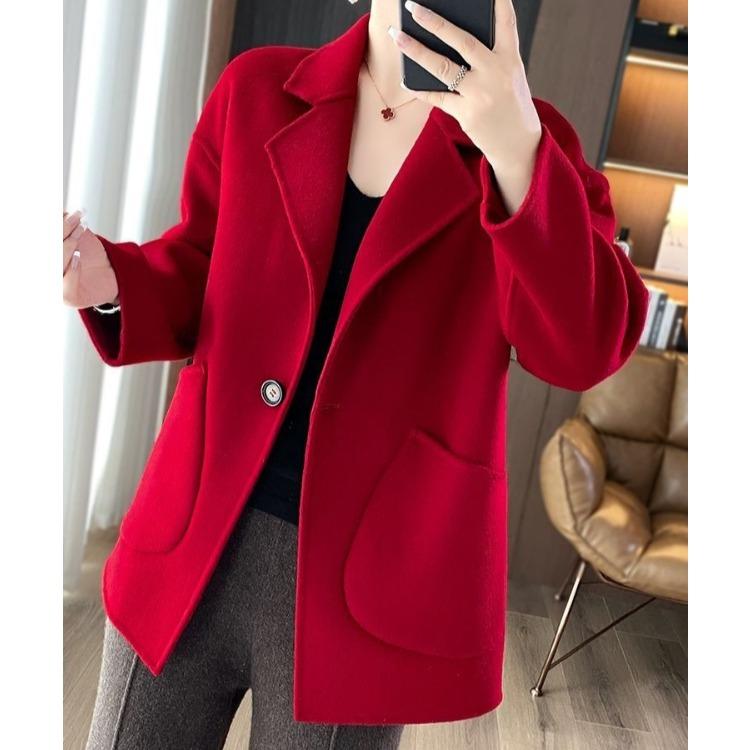 Winter Wool Coat for Women Loose Fit Tweed Jacket Oversized Warm Outerwear