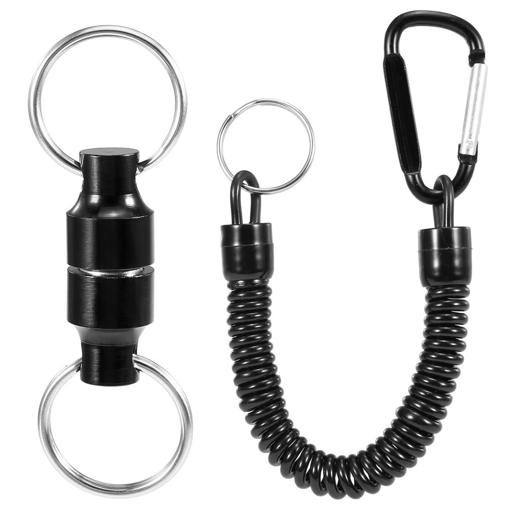 2 Stück Magnetischer Netzhalter mit Spiralkordel und Karabinerclip für Fliegenfischen