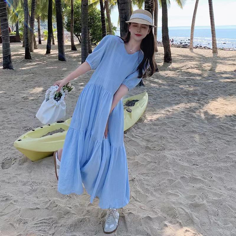 2026 South Korea Dongdaemun Women s Trendy Puff Sleeve Slimming Dress L чёрный