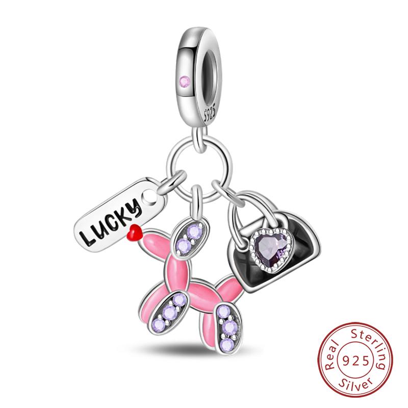 100% Copper Cute Little Bear Butterfly Flamingo Charms Beads Rose Princess Pendants Fit Diy Bracelets Jewelry Gifts