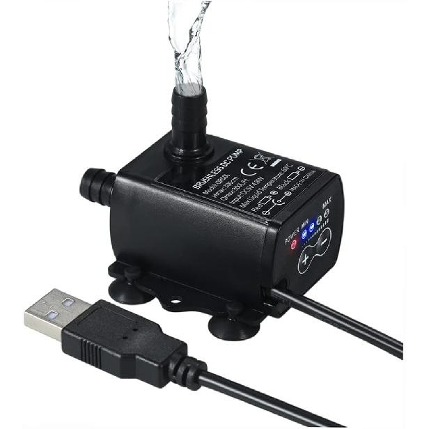 Decdeal Submersible Water Pump Aquarium Fountain with Flow Adjustment Function and USB Interface, DC 5V 4.8W 300L/H Lift 300cm