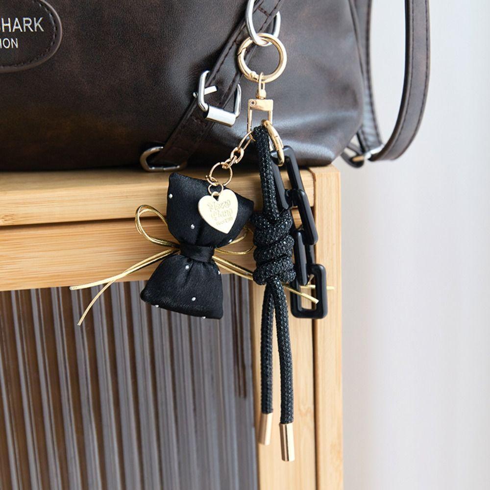 Bag Charm Braided Rope Bag Pendant Korean Bow Tassel Keyring Star Keychain Friends Birthday Gifts