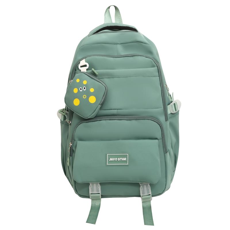 Large Capacity Schoolbag Women's Campus Style Student Solid Color Backpack with Coin Purse