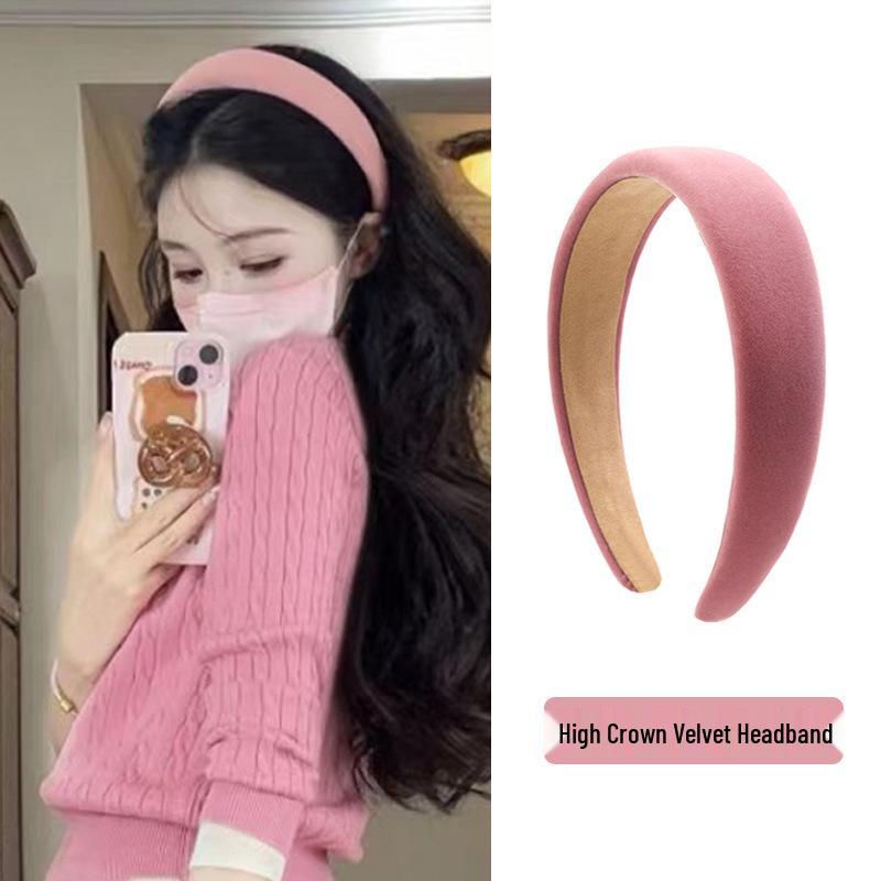

Korean Pink Velvet Headband for Women - 2025 Sweet Style Hair Accessory
