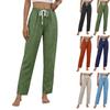 Women Drawstring Waist Straight Leg Pants with Pockets Lightweight Breathable Fabric Relaxed Fit for Daily Wear