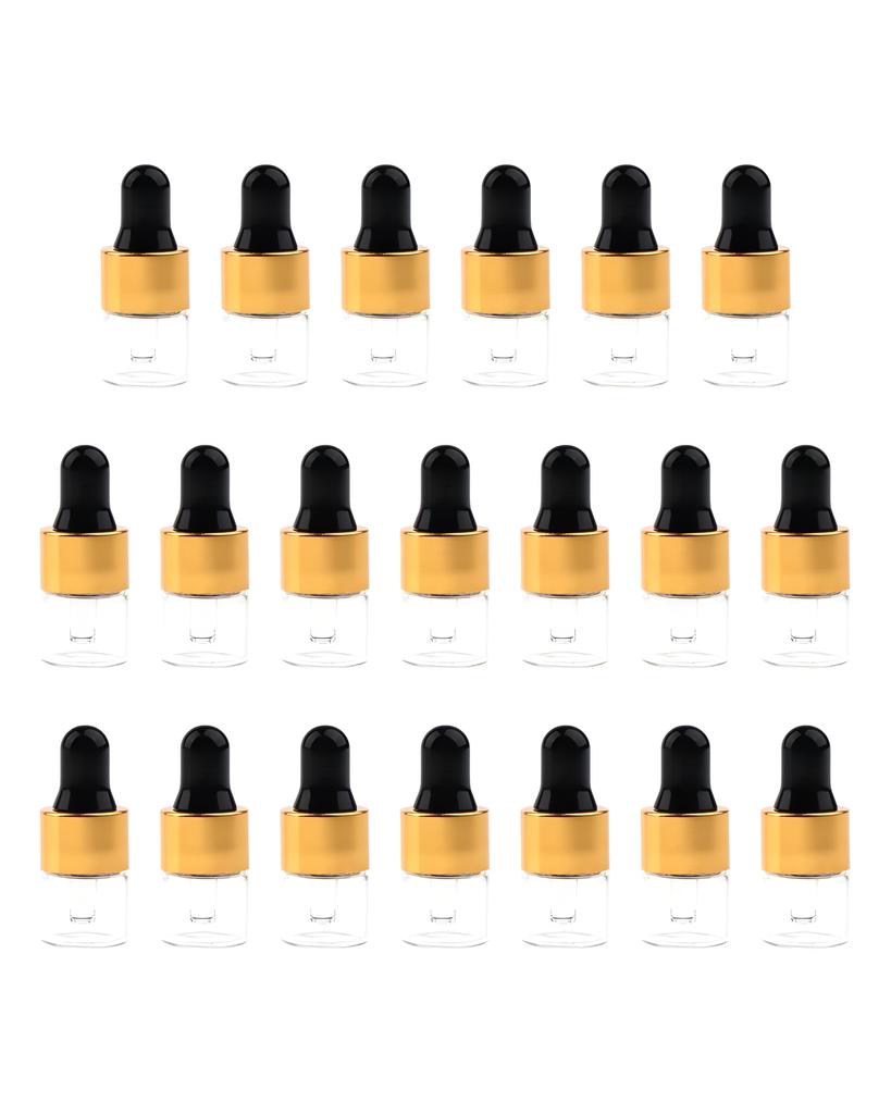 20 Pieces Travel Empty Glass Essential Oil Refillable Dropper Bottles 1 ML