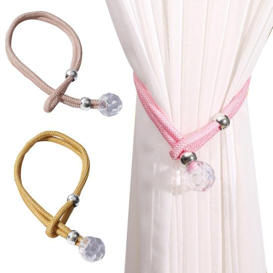 2Pcs Curtain Straps Easy To Operate Faux Crystal Decorative Buckle Curtain Ties Household Towel Holder Curtain Accessories
