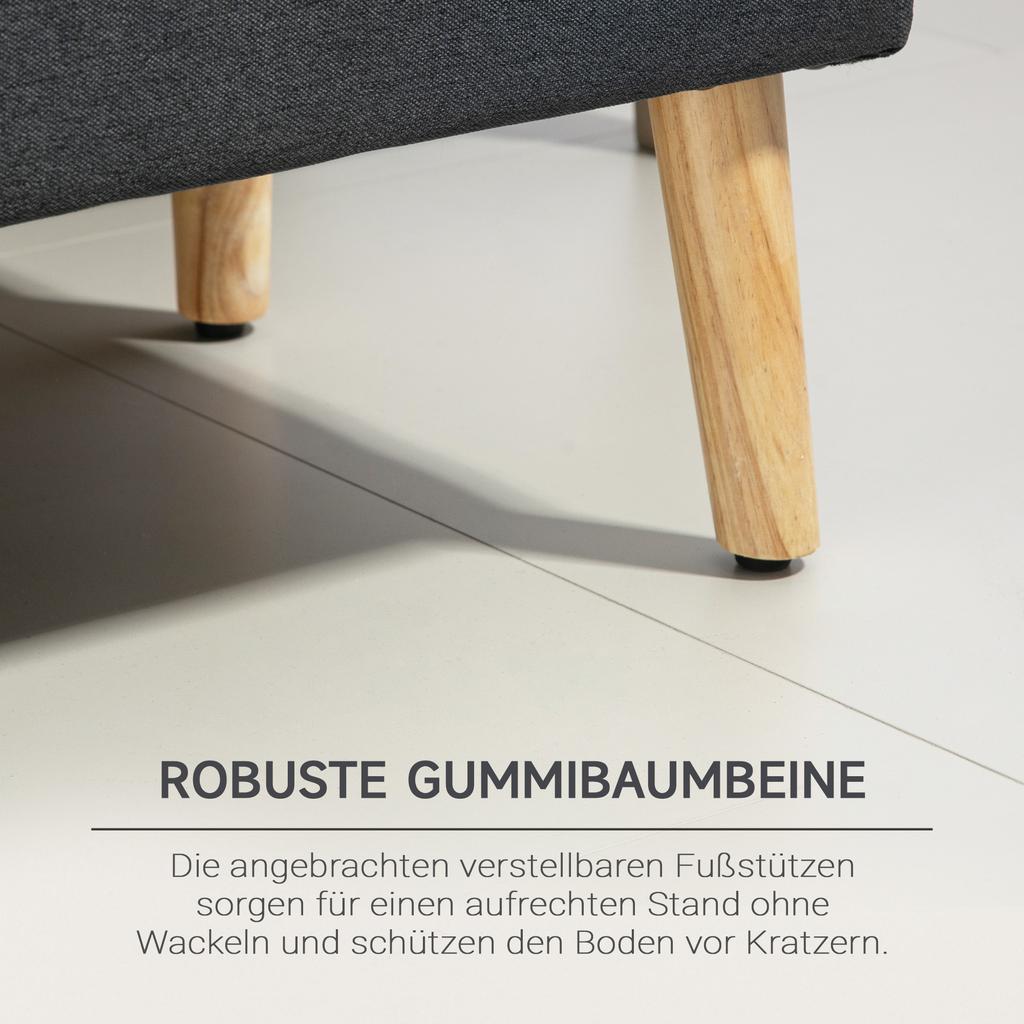 Upholstered Bench with Storage, Bed Bench in Linen Look, Rubberwood, 110 x 39 x 45 cm, Dark Grey